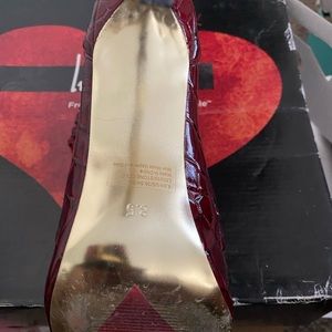 Burgundy Crocodile print high heel shoes